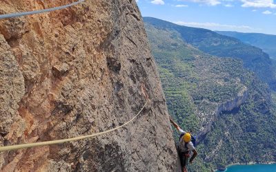 DES-HIDRATACIÓN Y VUELOS EN LA PUÑALADA TRAPERA (6c) A LA PARED DE ARAGÓN EN MONREBEI